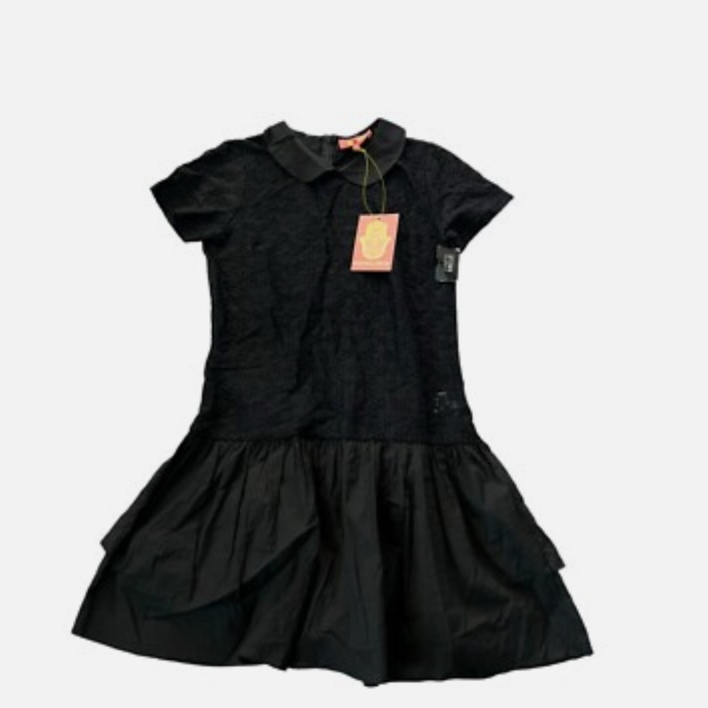 Manoush Womens Dress
Black Short Sleeve Lace Bow Robe
Cancan Summer